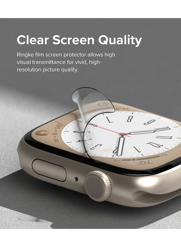 Ringke Dual Easy Film Screen Protector Compatible with Apple Watch 41mm Series 8/7 and Apple Watch 40mm Series SE/6/SE/5/4 (Pack of 3) High Resolution Anti-Fingerprint Easy Application - Clear